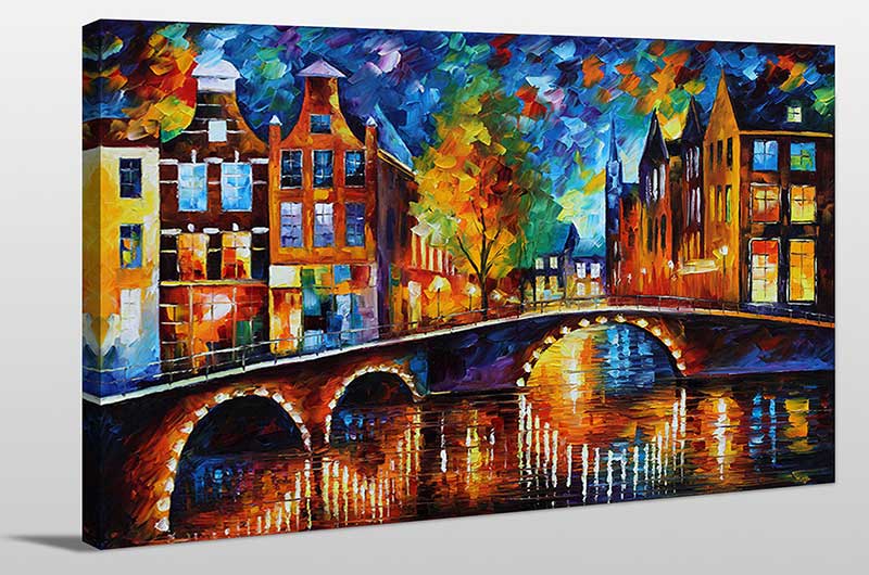 The Bridges Of Amsterdam - Framed Canvas Art