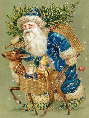 Vintage Santa A Merry Christmas Painting