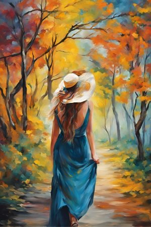 candid color woman in autumn