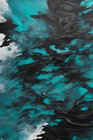 Abstract Black and Teal wall art