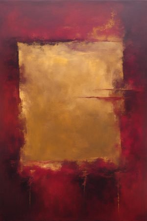 Abstract Burgundy and Gold Wall Art canvas and framed poster print