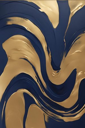 Abstract Navy Blue and Gold Painting canvas and poster wall art