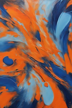 Abstract Orange and Blue Wall Art