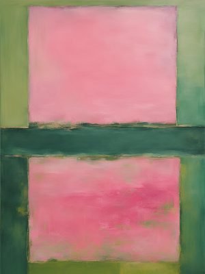 Abstract Pink and Green Wall Art