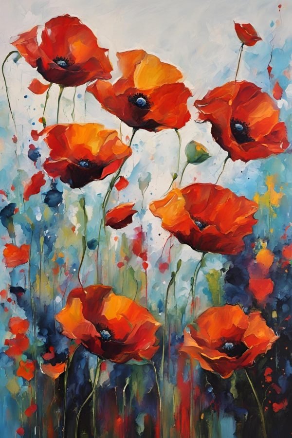 Abstract Poppies Painting Print framed canvas and posters