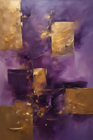 Abstract Purple and Gold Painting canvas Wall Art and poster print