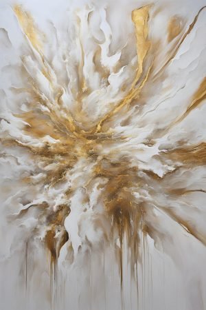 Abstract White and Gold Painting print poster and canvas wall art