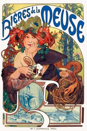 Bieres De La Meuse Beer Poster Alphonse Mucha