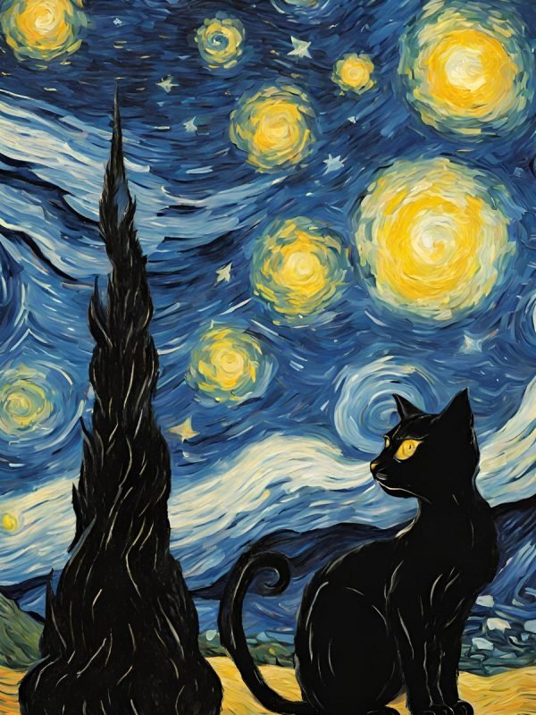 Black Cat Starry Night