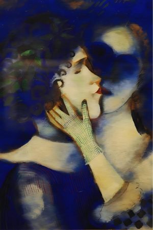 Blue Lovers Marc Chagall painting Les amoureux en bleu art print