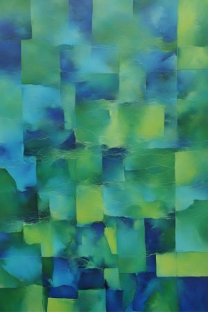 Blue and Green Abstract Art poster print and canvas wall art