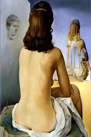 Contemplating an invisible Mirror (My Wife) Salvador Dali poster and canvas art print