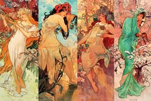 Four Seasons Alphonse Mucha poster and canvas print
