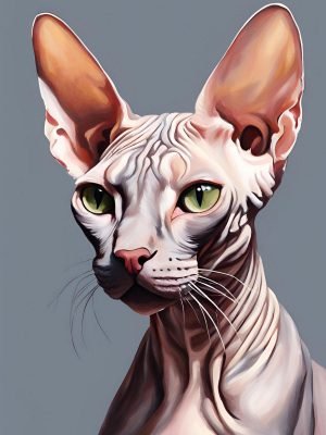 Hairless Sphynx Cat Portrait poster and canvas print