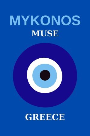 MYKONOS Evil Eye Preppy Poster, framed canvas art