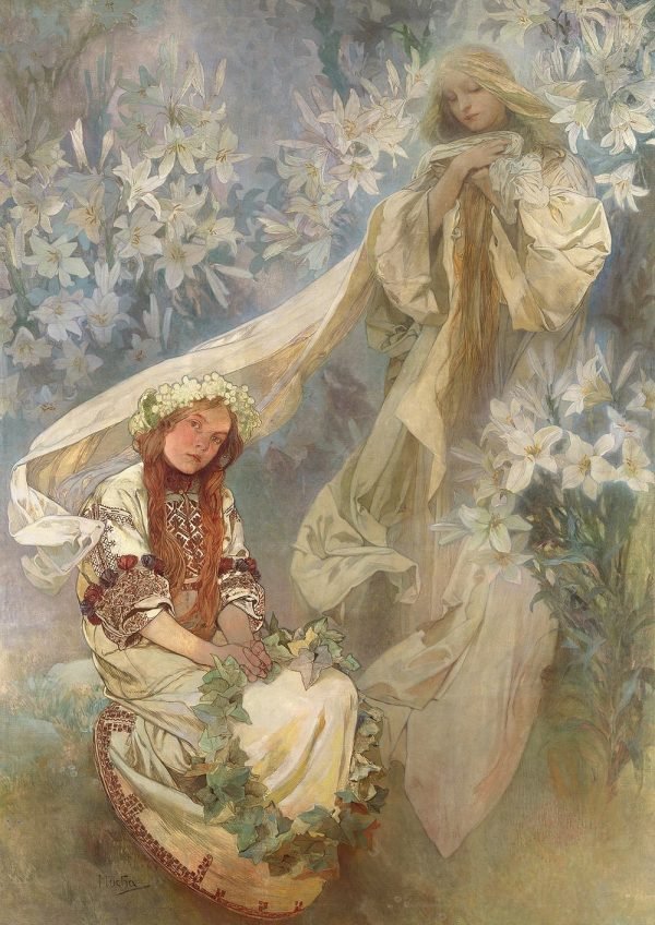 Madonna of the Lilies Alphonse Mucha