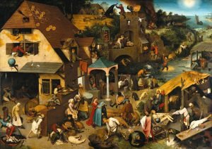 Netherlandish Proverbs (1559) Pieter Bruegel The Elder painting canvas and poster print