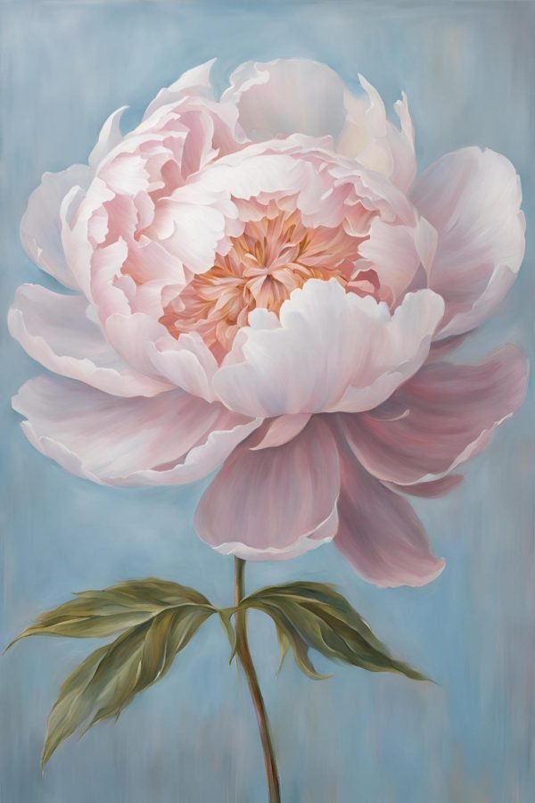 Peony on Soft Blue Art Painting Print