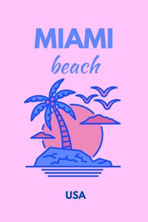 Preppy Miami Beach poster and canvas print