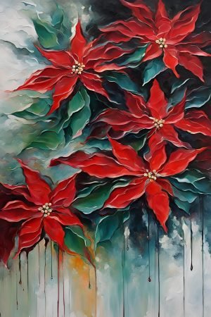 Red Poinsettia Painting canvas wall art and poster print