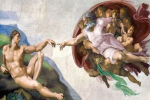 The Creation of Adam print Michelangelo Buonarroti poster and canvas wall art