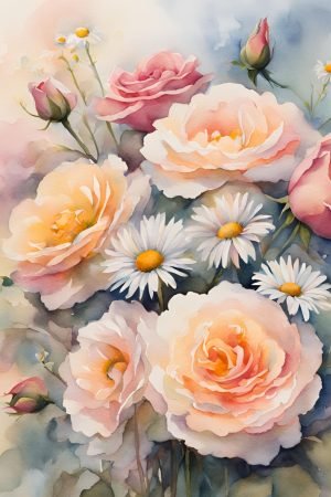 Watercolor Bouquet of Flowers