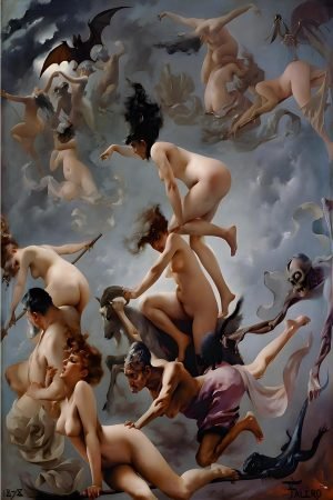 Witches going to their Sabbath by Luis Ricardo Falero 1878 art painting poster and canvas print