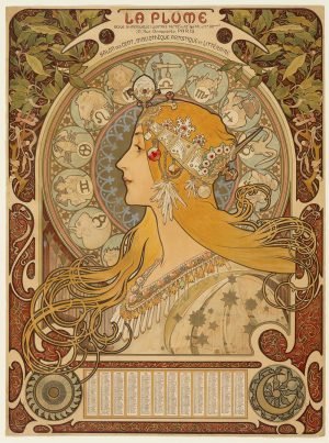 Zodiac (La Plume) Poster Alphonse Mucha