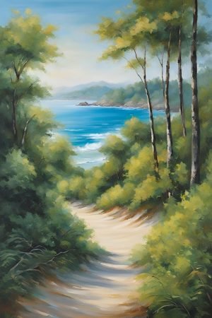 along the way landscape sea beach and among forest