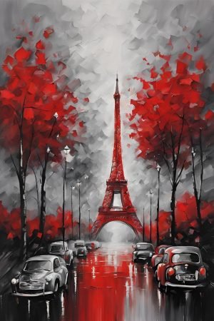 Eiffel Tower Red Coat art canvas and poster print