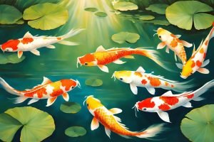 8 koi Fish Feng Shui painting canvas print and framed poster