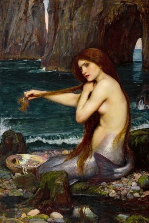 A Mermaid Painting John William Waterhouse canvas wall art and framed poster print