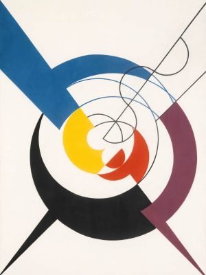 Dynamic Construction, Penetration of Spirals and Diagonals Sophie Taeuber Arp abstract art painting canvas wall art and framed poster