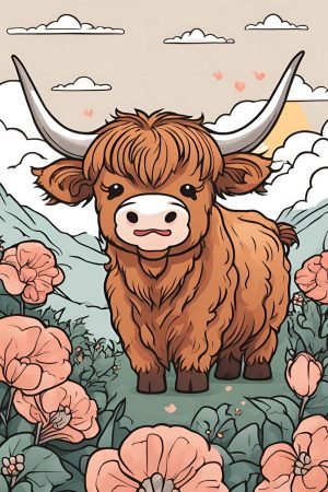 Baby Girl Highland Cow For Nursery wall art