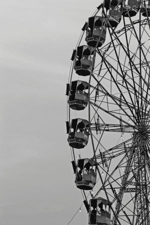 Black and White Ferris Wheel Print Poster and Canvas Art