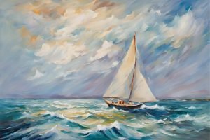 Catching The Breeze coastal sailing art painting canvas art and framed poster print