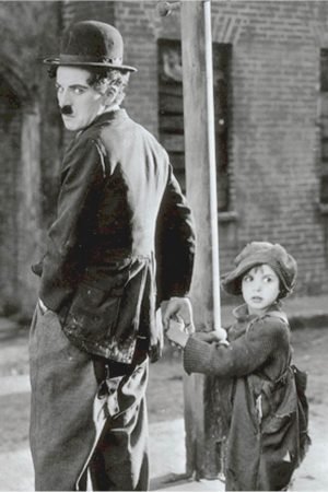 Black and White Charlie Chaplin & Jackie Coogan Photo print poster and canvas art