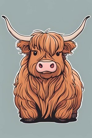 Chubby Baby Fluffy Highland Cow canvas wall art and framed poster print