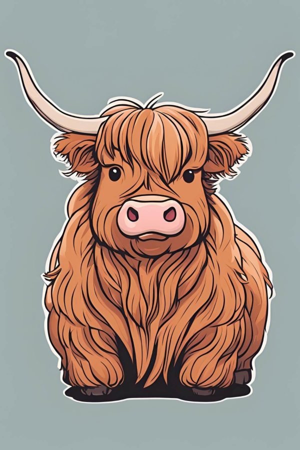 Chubby Baby Fluffy Highland Cow canvas wall art and framed poster print
