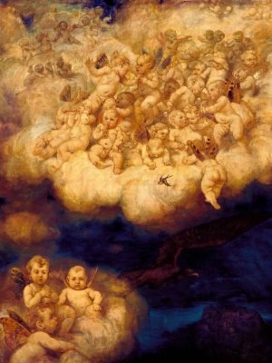 Cloud of Angels Hans Thoma wall art framed poster and canvas art print