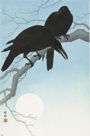 Ohara Koson Crows in Moonlight on a Branch poster and canvas art print