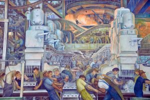 Detroit Industry North Wall Diego Rivera mural painting canvas wall art and framed poster print