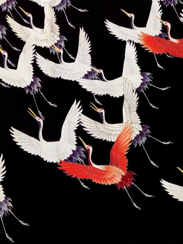 Furisode with a Myriad of Flying Cranes framed poster and canvas print