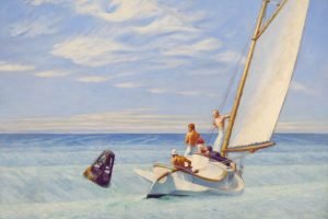 Ground Swell Edward Hopper Framed poster and canvas art painting, a sailboat on the sea