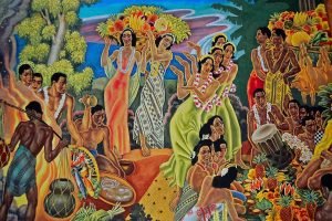 Hawaiian Lobby Print Eugene Savage framed poster and canvas art