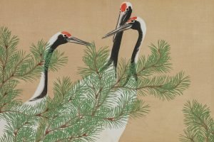 Japanese Red Crowned Crane Kamisaka Sekka painting canvas wall art and framed posters for sale