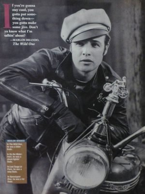 with motorcycle Marlon Brando in The Wild One Movie Poster