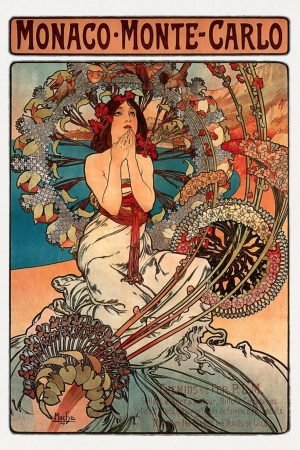 Monaco Monte Carlo Poster and canvas wall art Alphonse Mucha Art Nouveau prints