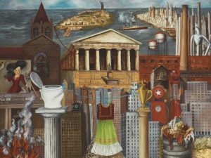 My Dress Hangs There Print Frida Kahlo surrealist painting canvas wall art and framed poster