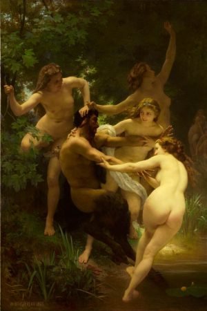 Nymphs and Satyr William Adolphe Bouguereau painting canvas wall art and framed poster print